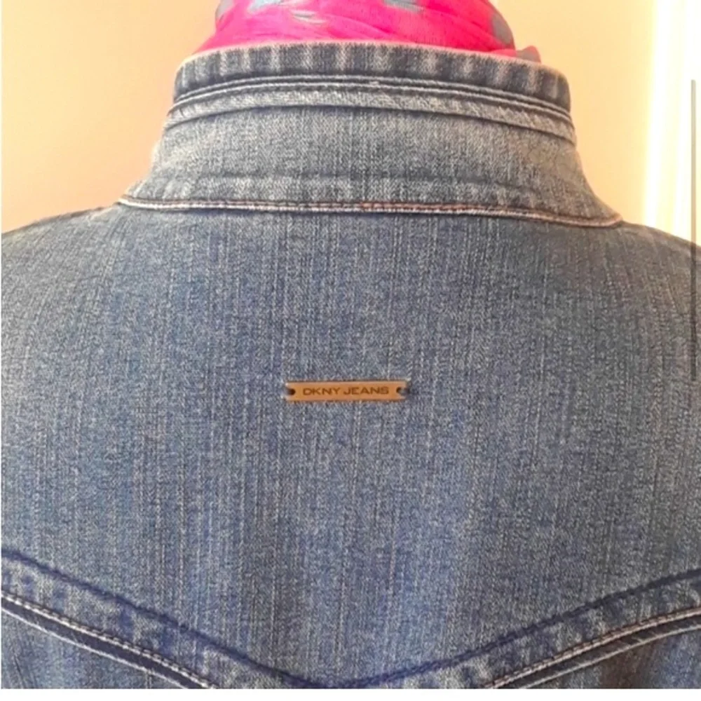 Vintage DKNY Denim Military Jacket with Bronze Buttons - Picture 4 of 10